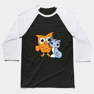 a cat and an owl Baseball T-Shirt